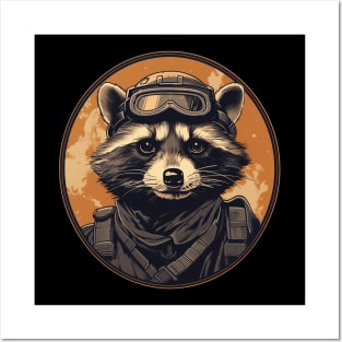 Raccoon Pilot Aviator Vintage Portrait Posters and Art